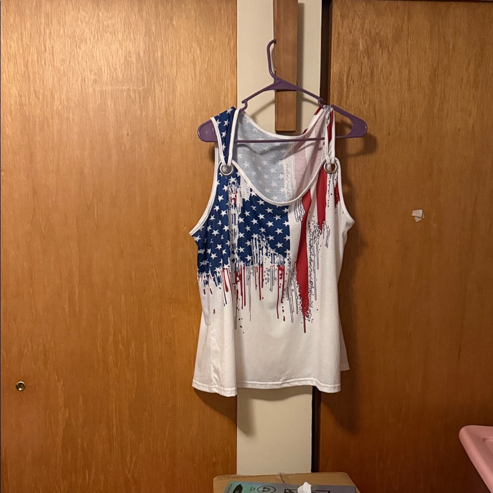 Patriotic Tank Top with Stars and Stripes